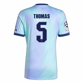 Sun Protection Fabric Seamless Wear adidas Arsenal Thomas Partey Third Jersey w/ Champions League Patches 24/25 (Clear Aqua/Light Flash Purple)