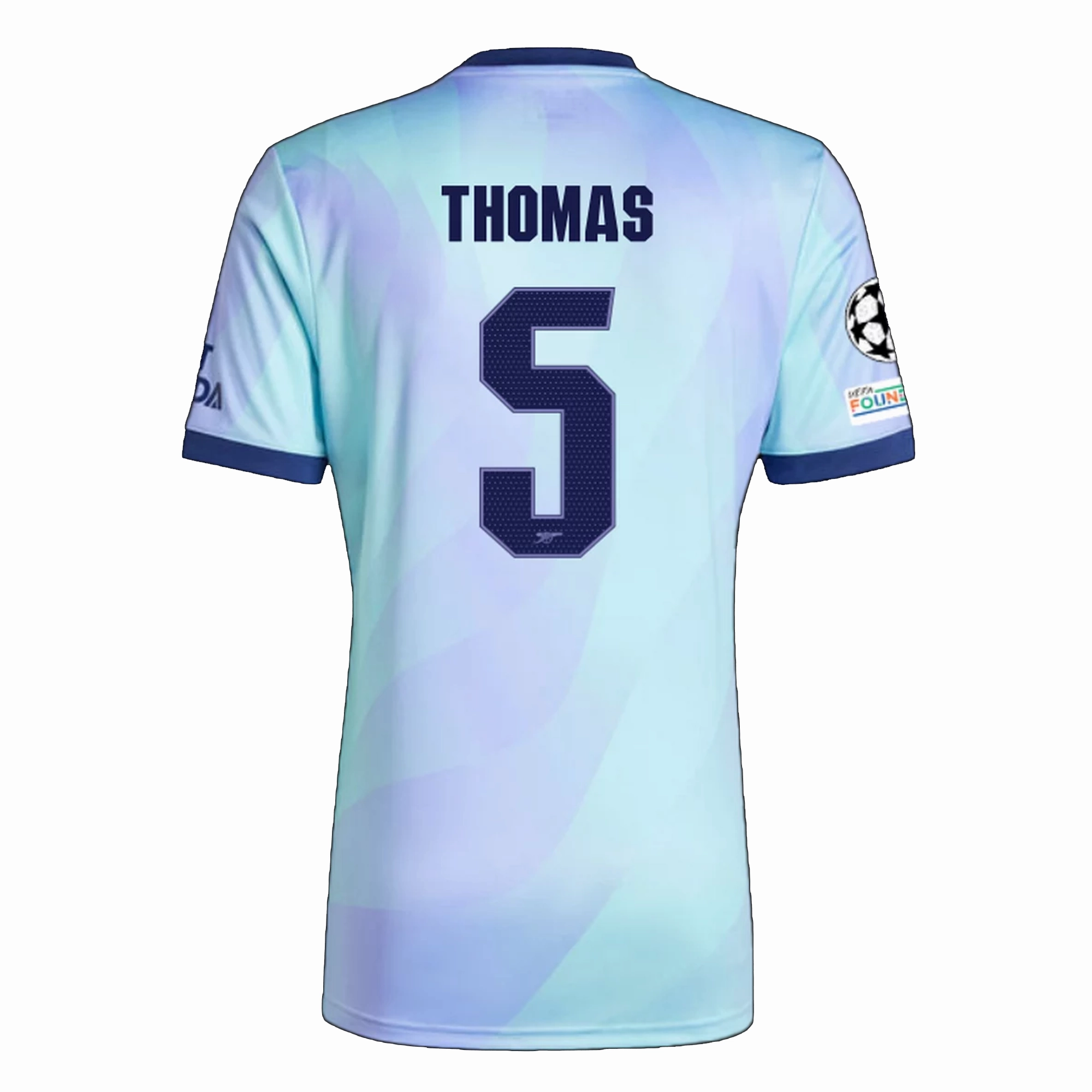 Cool Touch Lightweight Design adidas Arsenal Thomas Partey Third Jersey w/ Champions League Patches 24/25 (Clear Aqua/Light Flash Purple)