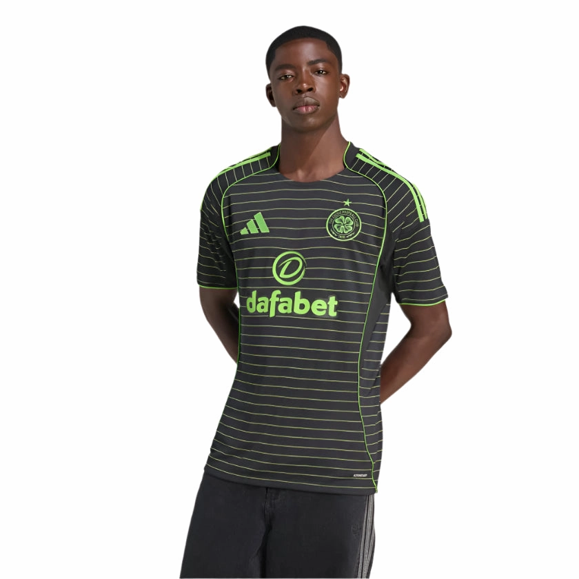 adidas Men's Celtic Away Jersey 25/26 (Black) Any Activity Athletic Silicone Trim