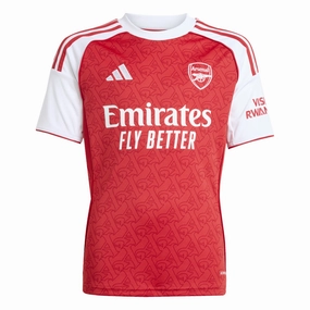 adidas Youth Arsenal Home Jersey 25/26 (Better Scarlet/White) Quick Release Hem Hybrid Fabric Blends