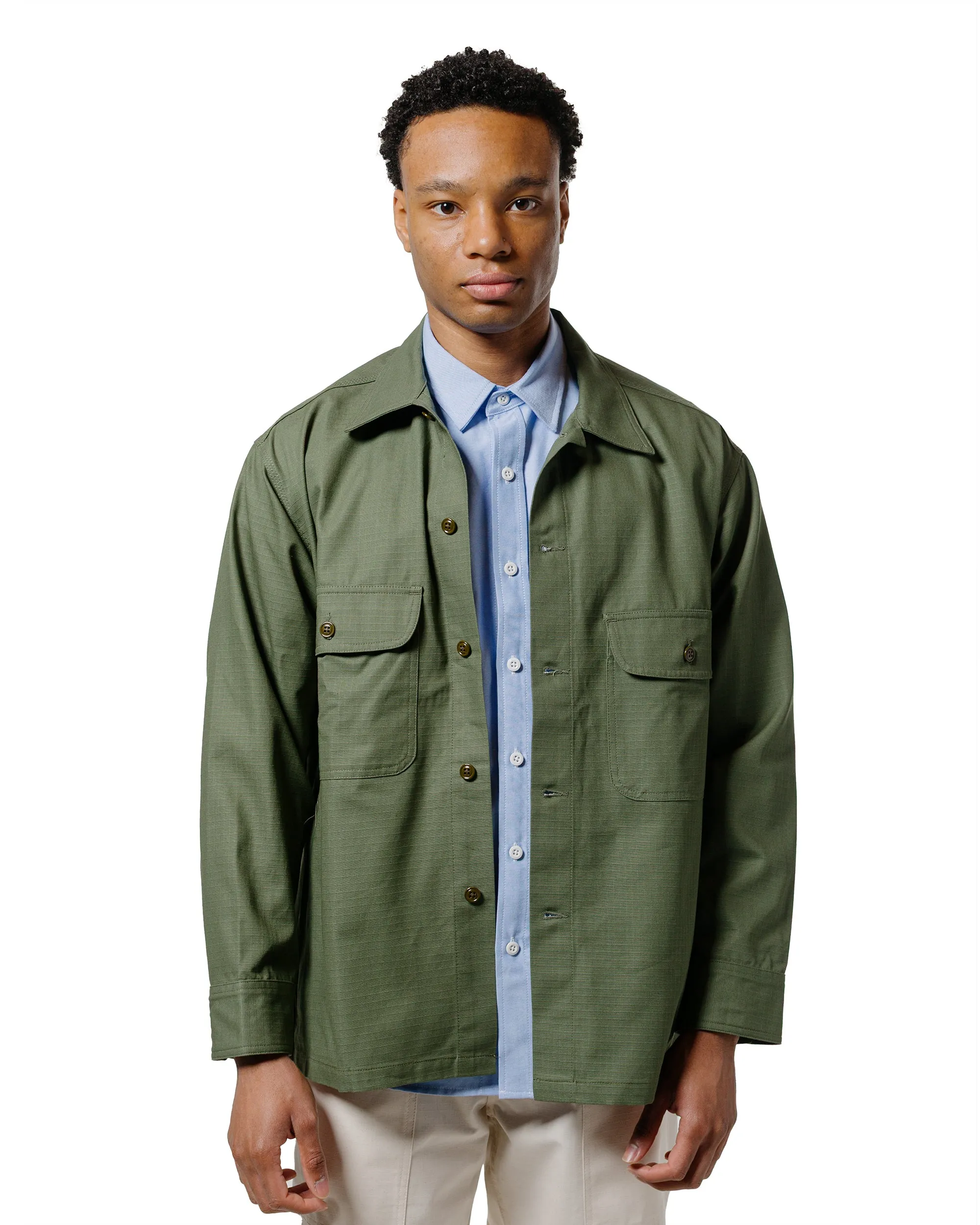 Randy's Garments Over Shirt Cotton Ripstop Olive youth trend