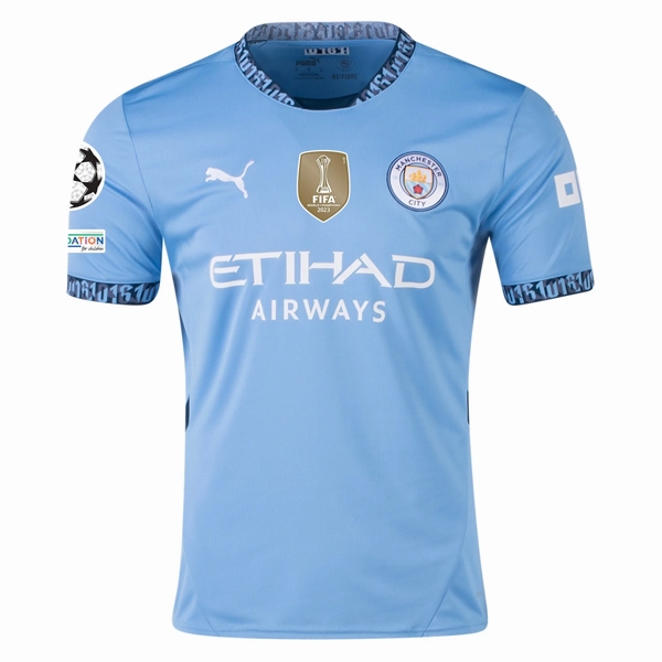 Puma Manchester City R??ben Dias Home Jersey w/ Champions League   Club World Cup Patch 24/25 (Team Light Blue/Marine Blue) Advanced Sweat Wicking