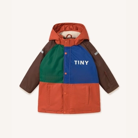 Tinycottons Color Block Snow Jacket, Light rust/dark brown Windproof Insulated Coat Transitional Wear