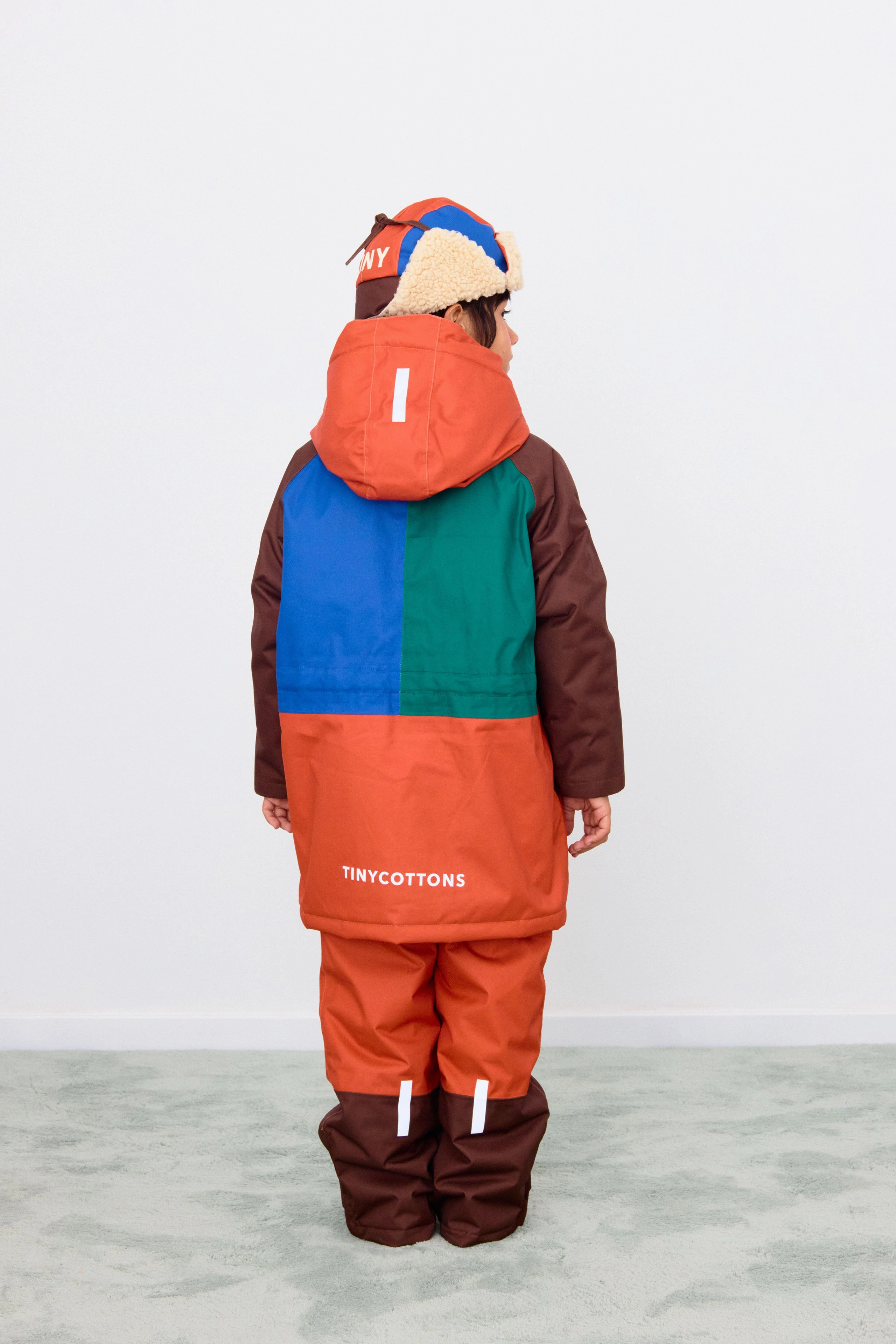 Refined Style Tinycottons Color Block Snow Jacket, Light rust/dark brown