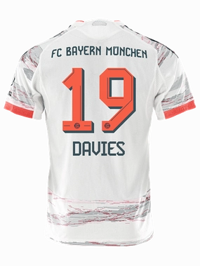 Compact Knit Structure adidas Davies Authentic Away Jersey 25/26 w/ Sponsor   Meister Bundesliga Patch (White/Red)