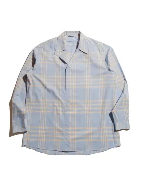 Dinner Date Auralee Washed Finx Typewriter Check P/O Shirt Light Blue Check