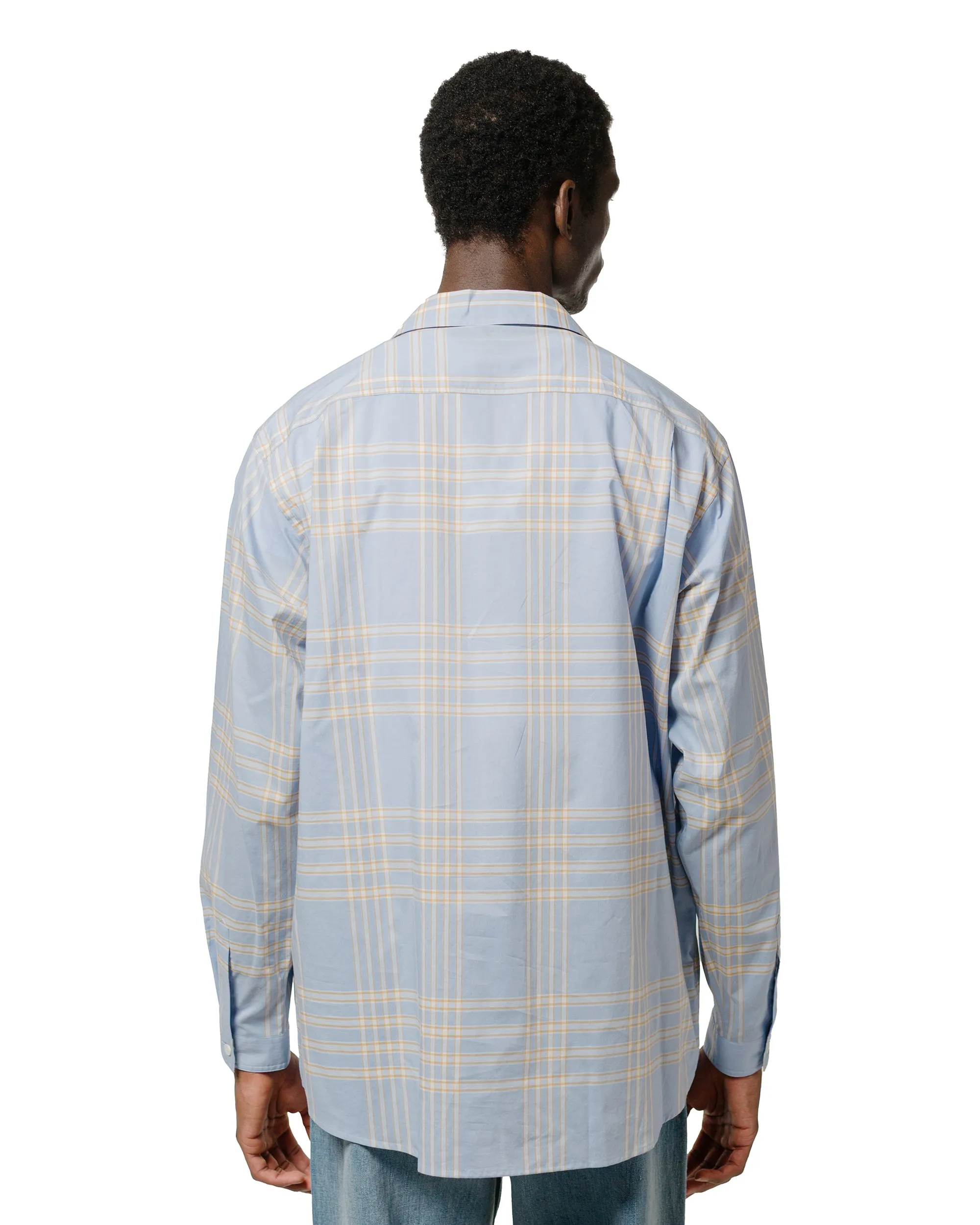 Quick Dry Technology Reinforced Side Vents Auralee Washed Finx Typewriter Check P/O Shirt Light Blue Check