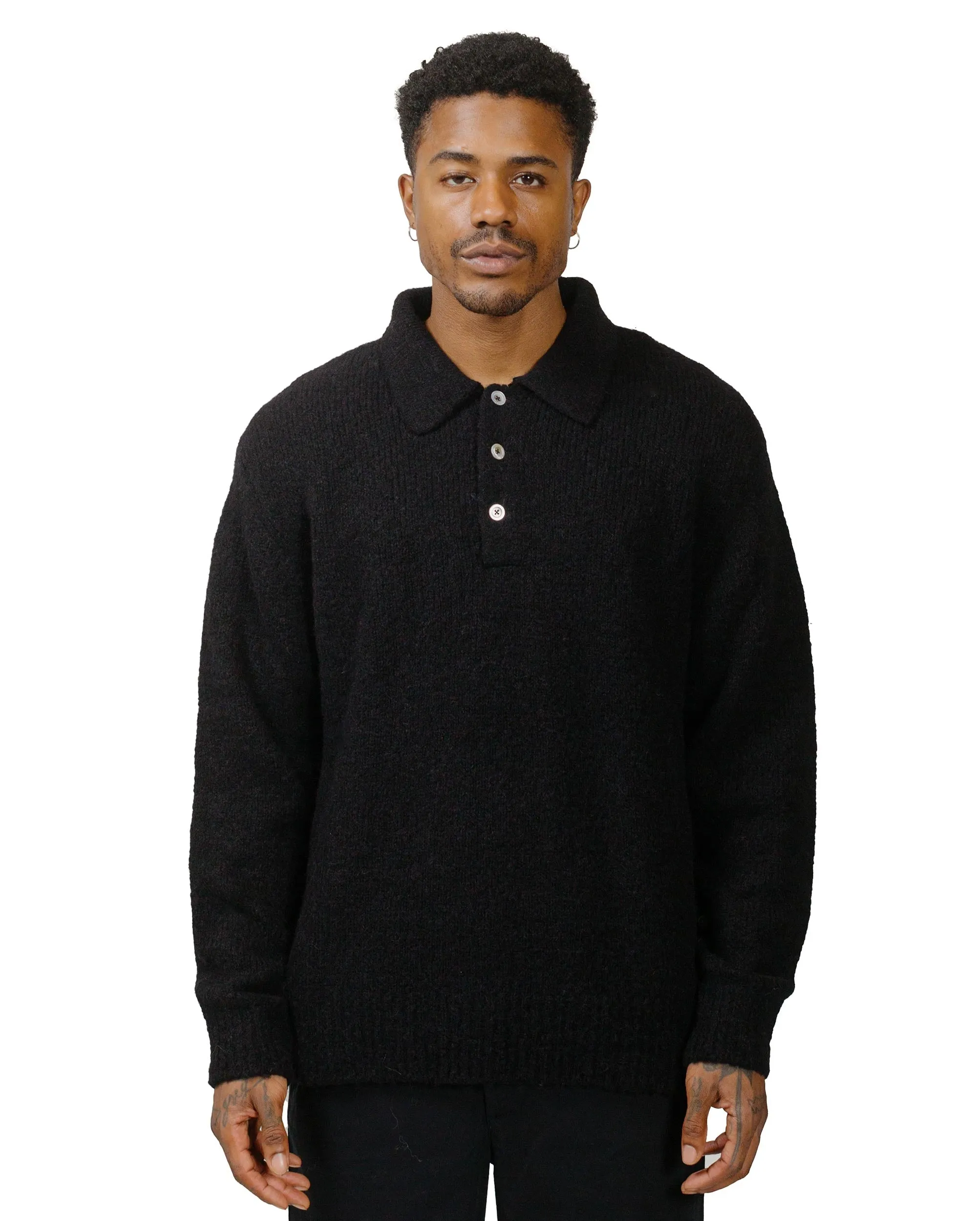 Norse Projects Rasmus Relaxed Brushed Polo Black Errand Ready Trendy Comfort