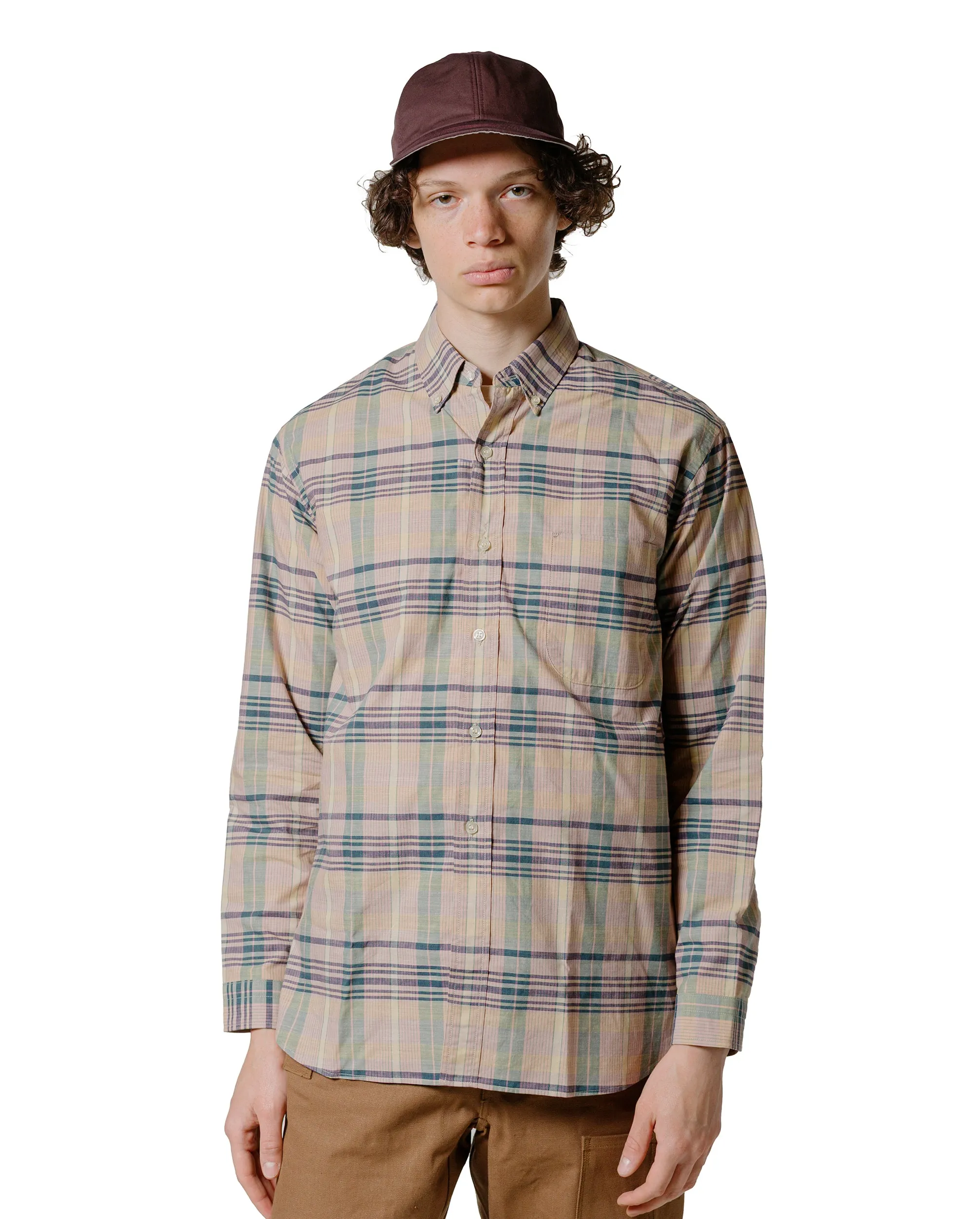 Soft Texture Ethical production Warehouse Lot. JG-16 The King of Madras Shirt Salmon