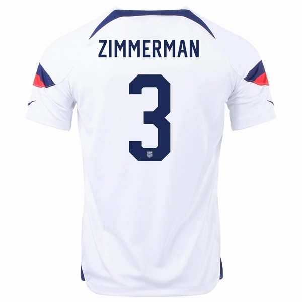 Nike United States Walker Zimmerman Home Jersey 22/23 (White/Loyal Blue) Brushed Inner Lining