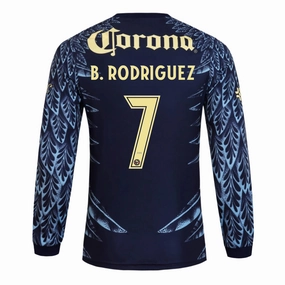 Slub Textured Surface Durable Double Stitched Seams adidas B. Rodriguez Club Am??rica 25/26 Away Long Sleeve Jersey (Blue)