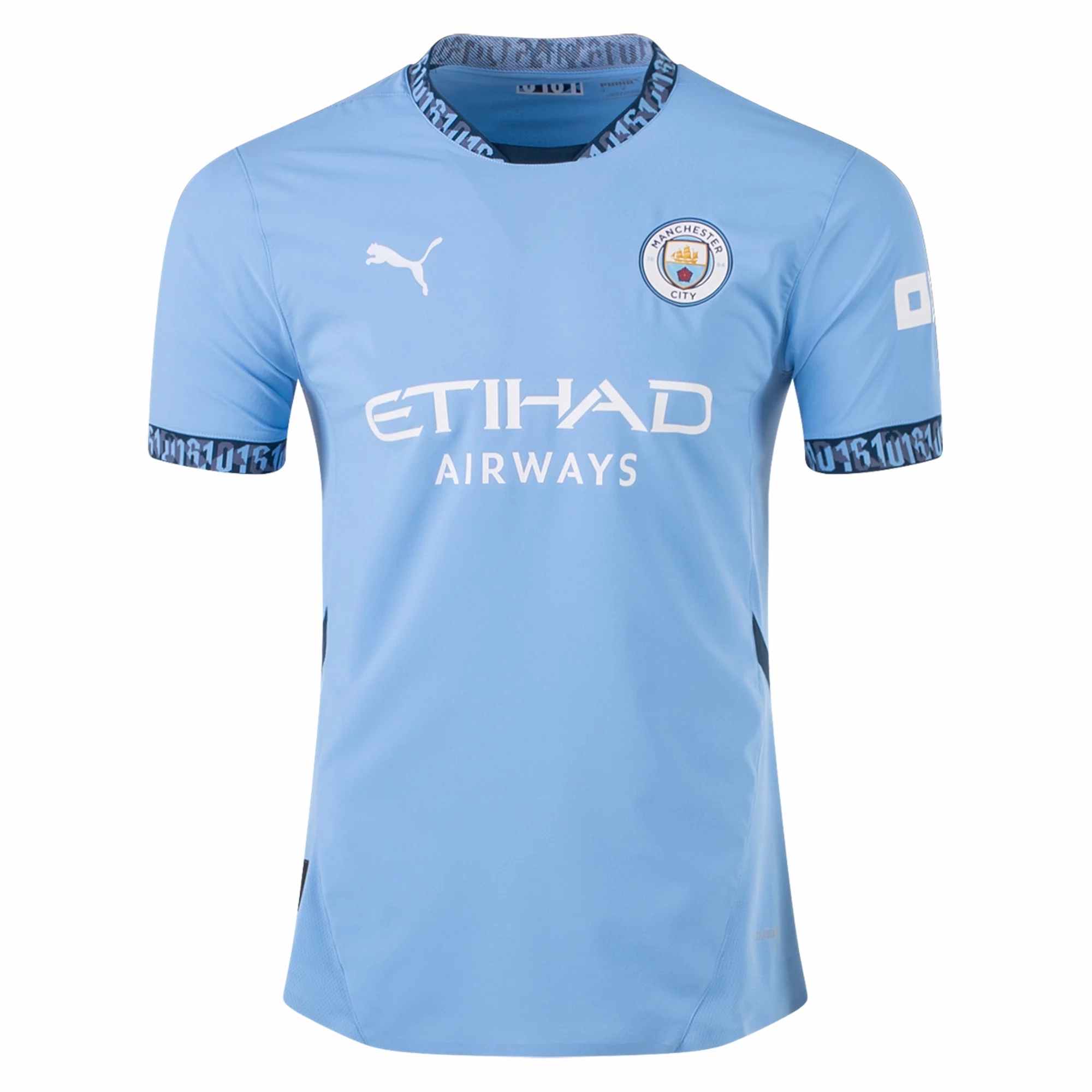 Puma Manchester City Authentic Home Jersey 24/25 (Team Light Blue/Marine Blue) Strategic Perforation Design Reflective Detailing