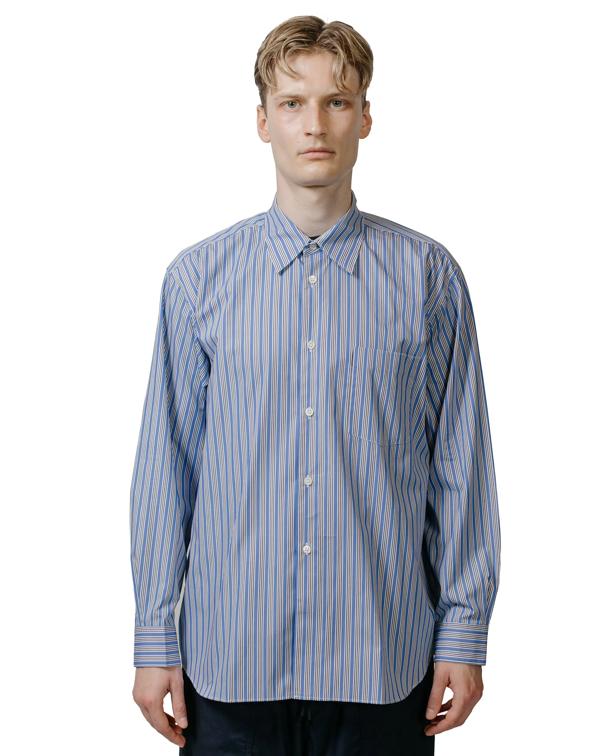 Festive Look Soft Material Comme des Gar?ons SHIRT Wide Classic Big Collar Shirt Stripe 2