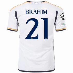 adidas Real Madrid Brahim Diaz Home Jersey w/ Champions League   Club World Cup Patches 23/24 (White) Dynamic Feel Outdoor Training