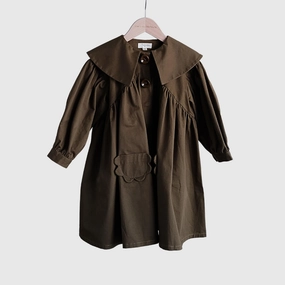 Windproof Hood Mes Kids Des Fleurs Trench Coat, Olive Green