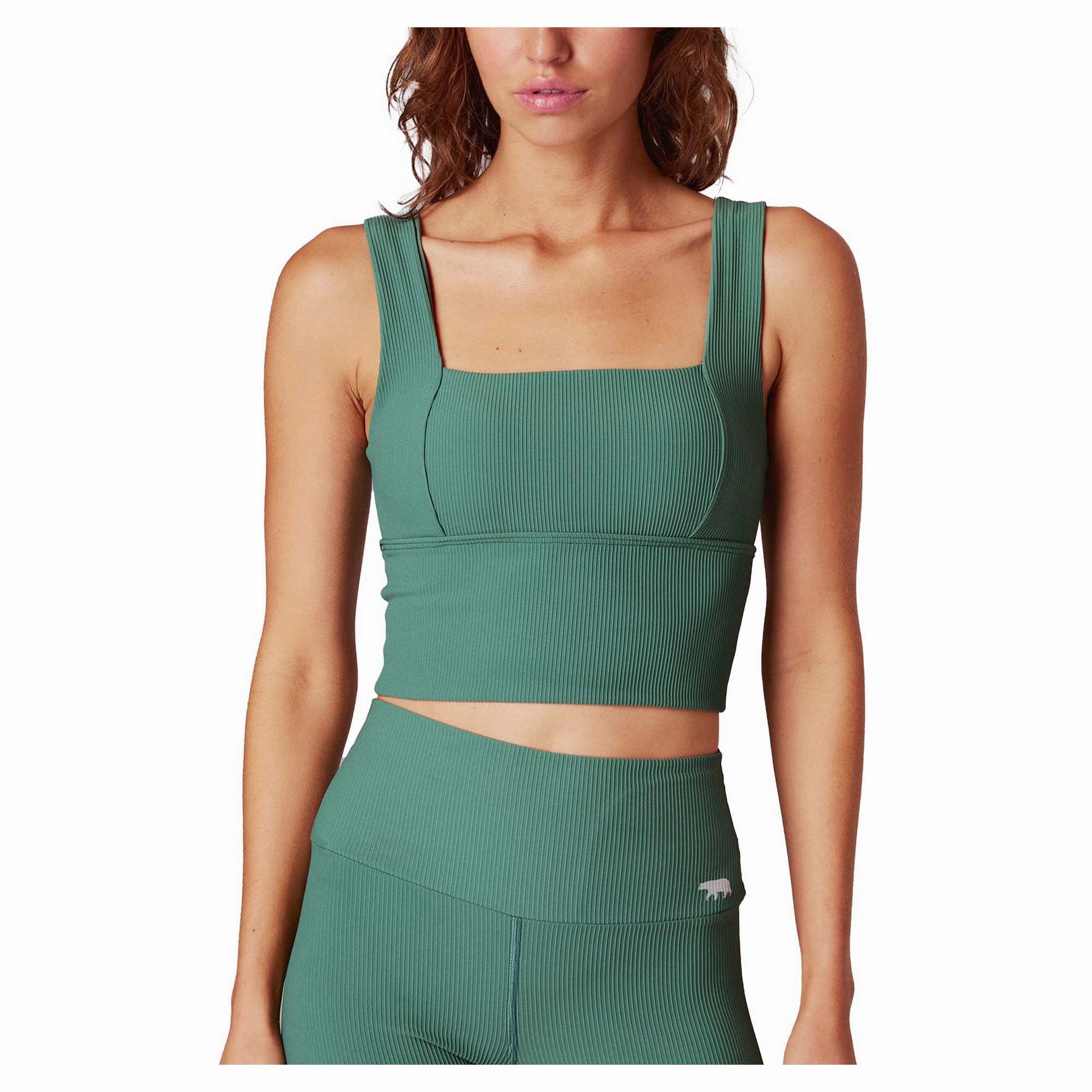 Women's Holy Grail Ribbed Push Up Mid Support Bra Tank Compression Fit Construction Low Weight Build