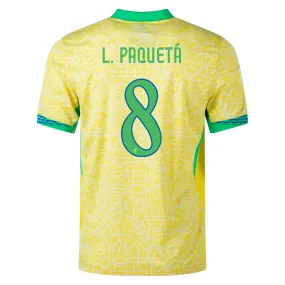 Sharp Cut Nike Brazil Authentic Lucas Paqueta Home Jersey 24/25 (Dynamic Yellow/Lemon Chiffon/Green Spark)