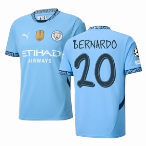 Non Irritating Fabric Puma Manchester City Bernardo Silva Home Jersey w/ Champions League   Club World Cup Patch 24/25 (Team Light Blue/Marine Blue)