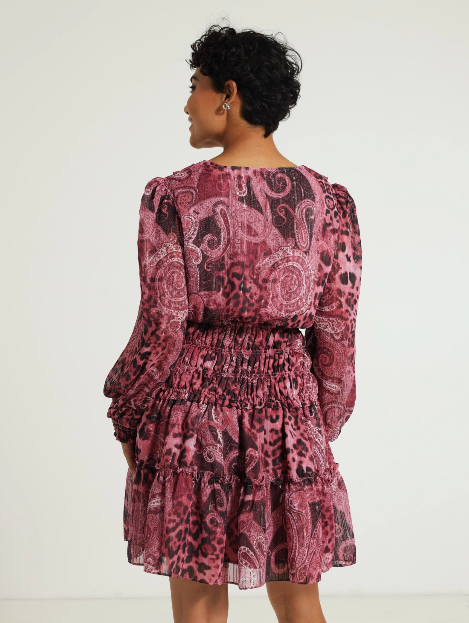 Easy Pretty Long Sleeve Lace Up Flared Lucy Dress - Purple