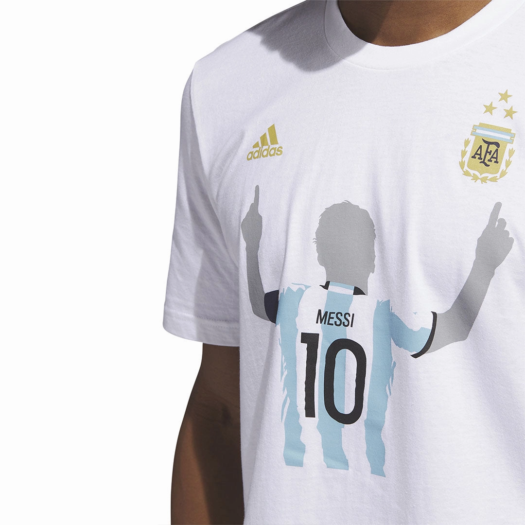adidas - Men's Argentina Messi 3 Stars T-Shirt (HS0418) Thermal Conductive Yarn Sustainable Dye Method