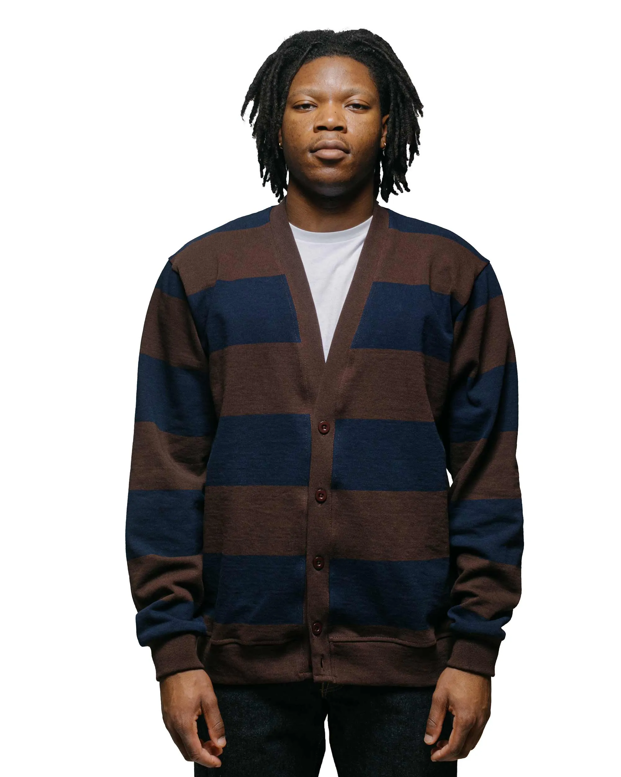 family gathering Breathable fabric Lost & Found Classic Cardigan Navy/Brown