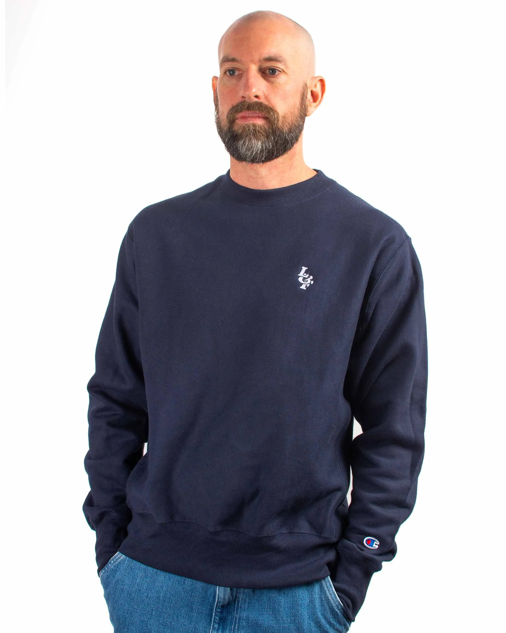 Lost & Found Reverse Weave Crewneck Navy Beach Wear