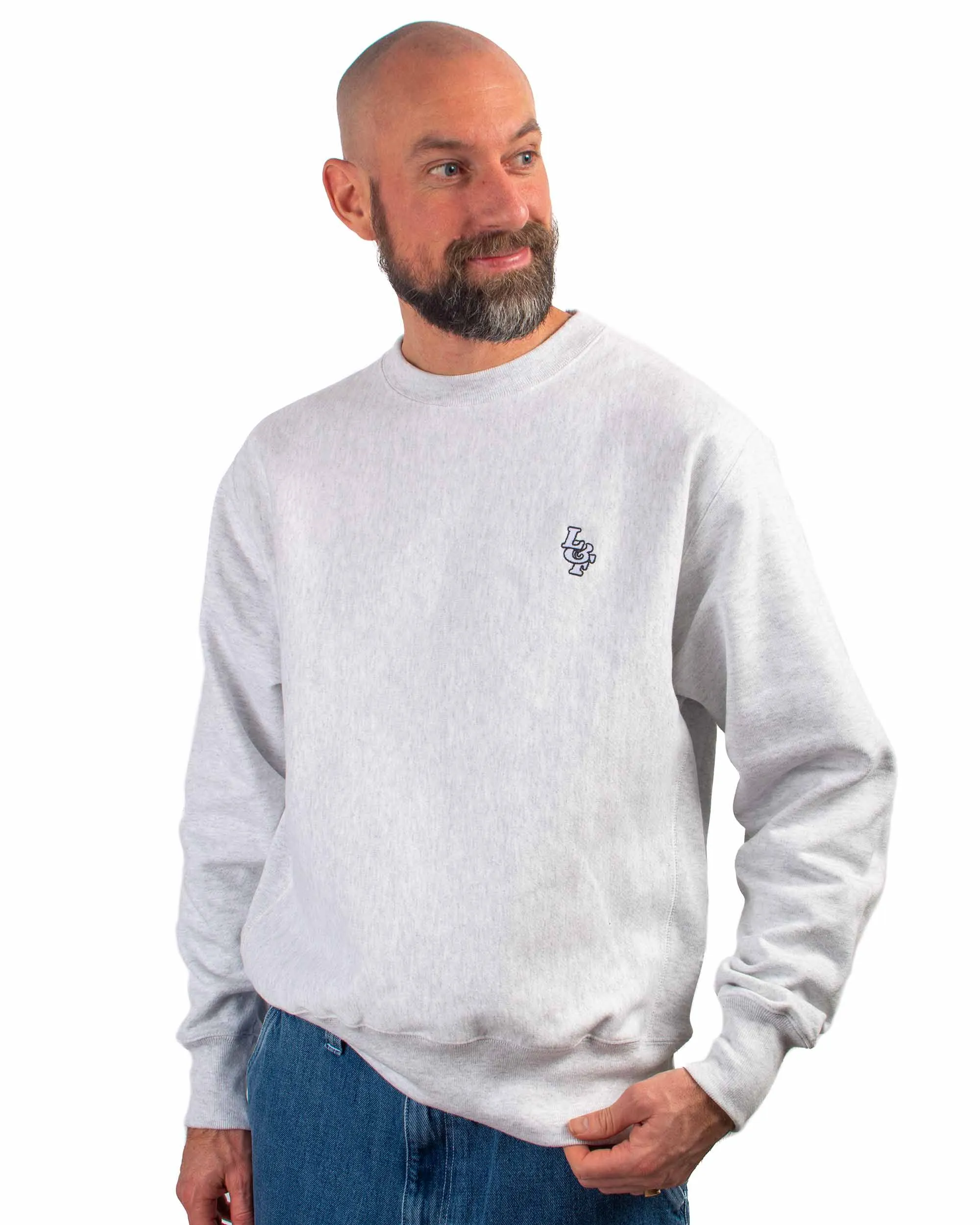 Relaxed Style Lost & Found Reverse Weave Crewneck Silver Grey