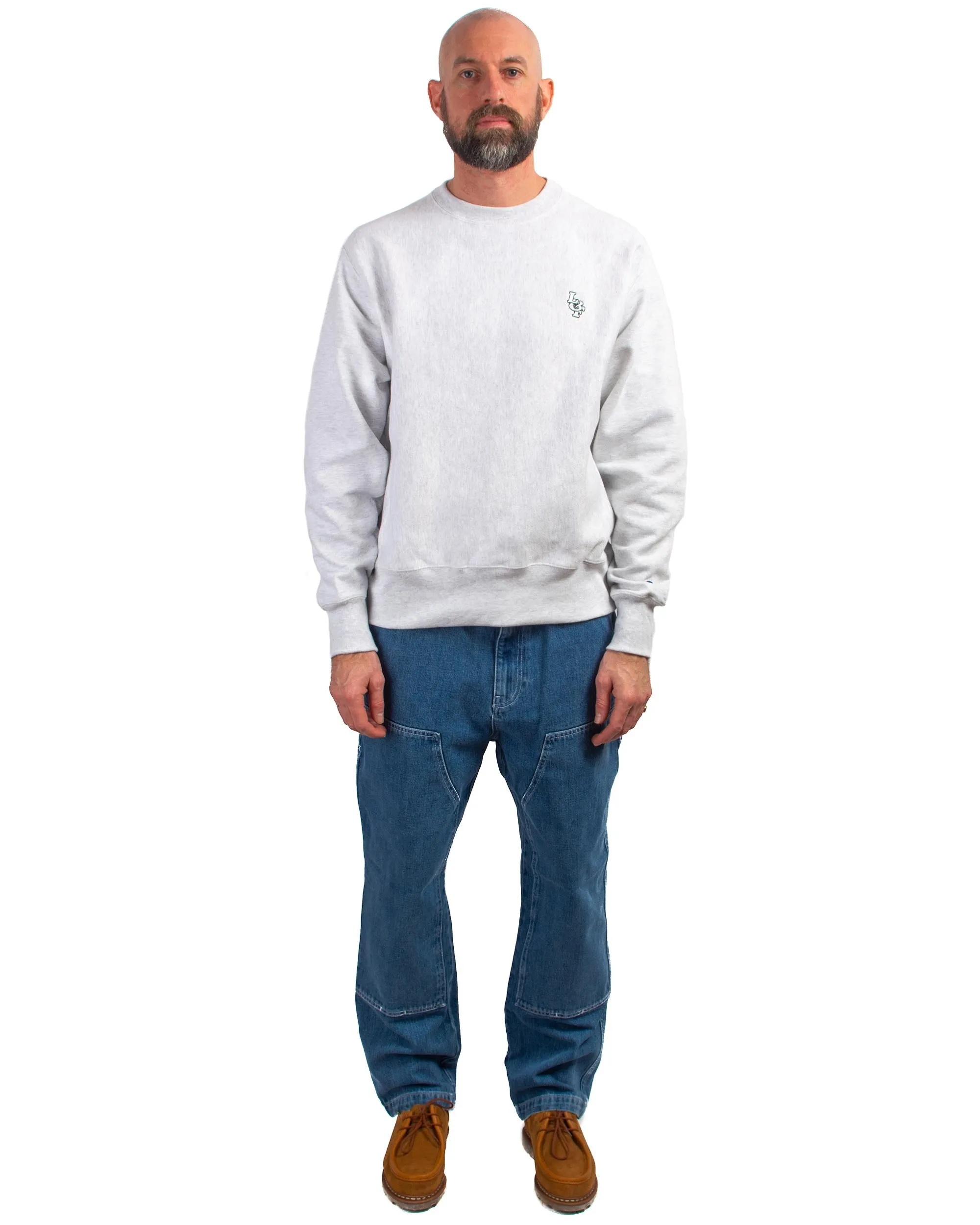 Cotton Blend Lost & Found Reverse Weave Crewneck Silver Grey