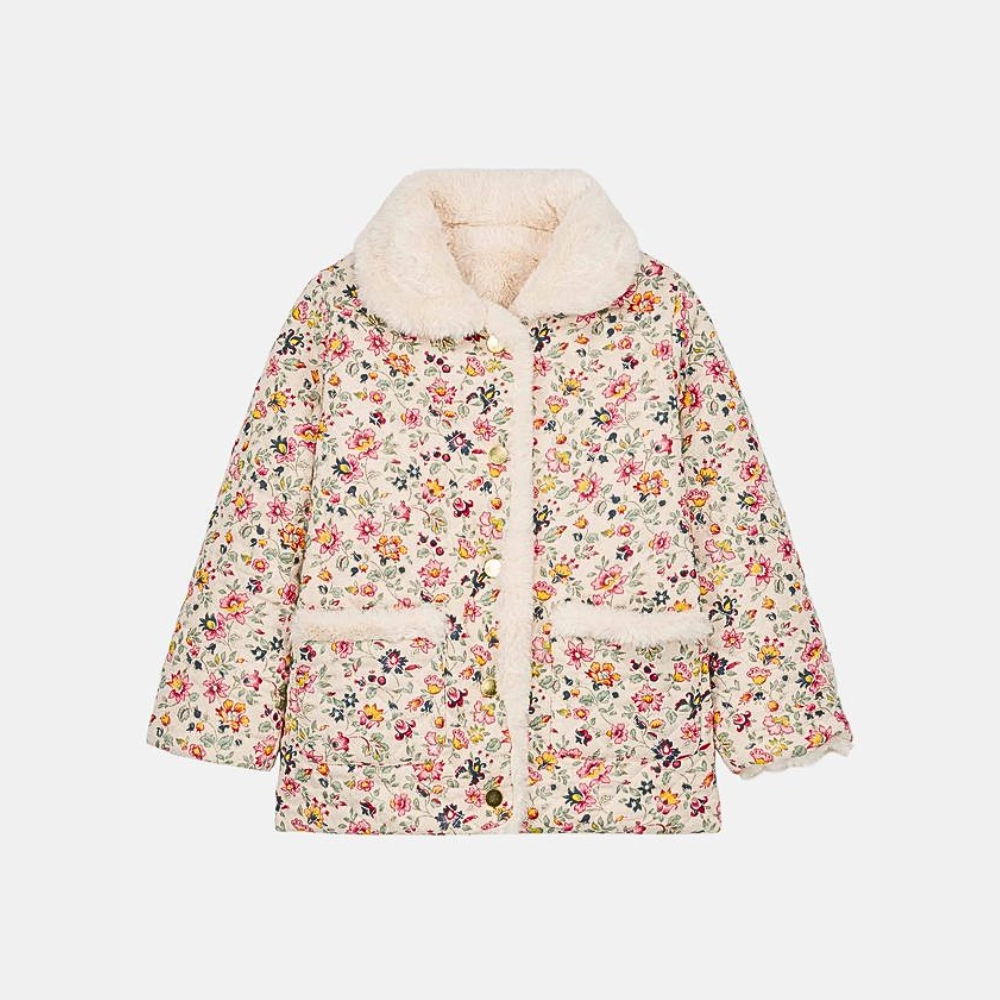 Stretch Comfort Day Hike Style Louise Misha Dalila Reversible Coat, Cream Wild Flowers