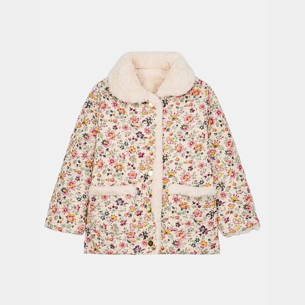 Louise Misha Dalila Reversible Coat, Cream Wild Flowers Soft Lining
