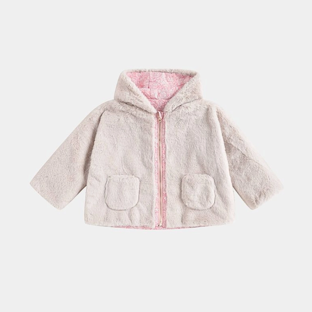 Louise Misha Felvet Reversible Coat, Pink Mountain Avens Adjustable Belt