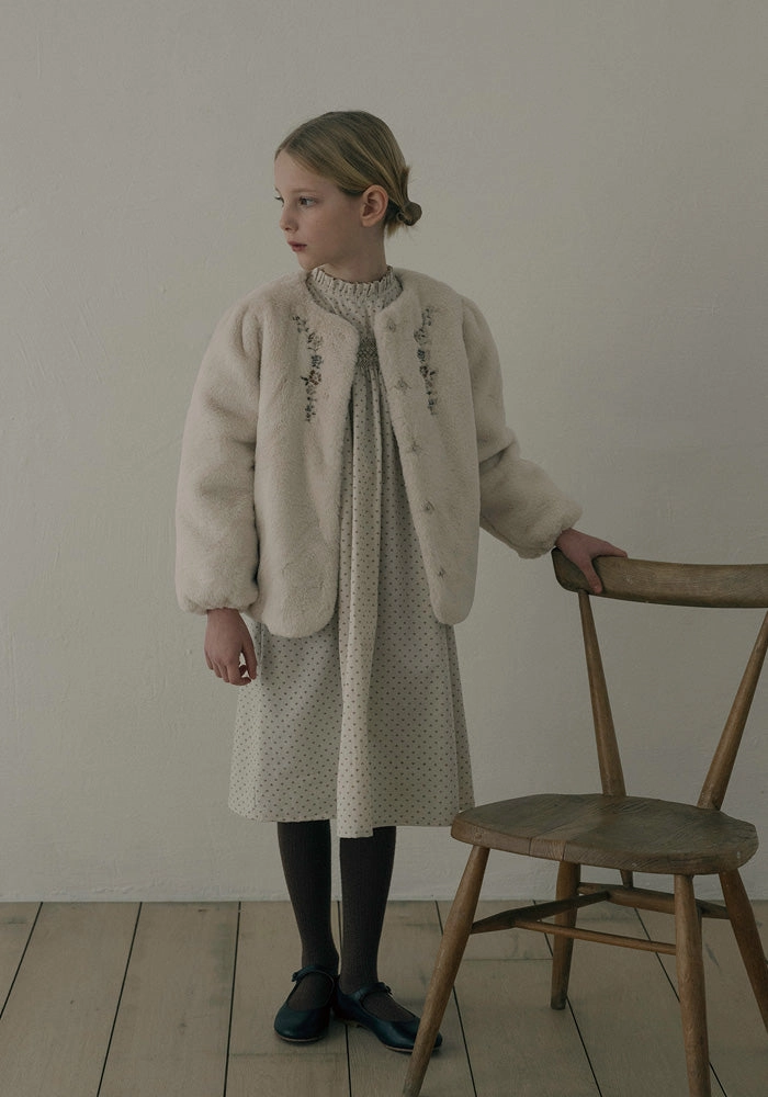 Functional Zip Detail Minimal Look Louisiella Regina Fur Jacket, Light Beige
