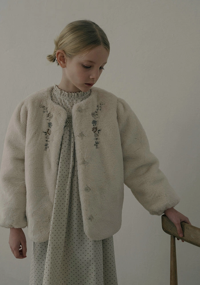 Minimal Detailing Louisiella Regina Fur Jacket, Light Beige