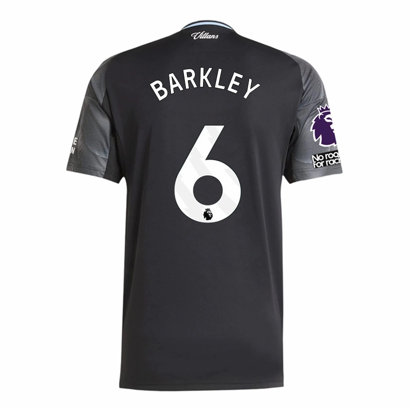 Seam Free Underarm Venting Relaxed Fit Technology adidas Barkley Men's Aston Villa 25/26 Away Jersey w/ EPL   NRFR Patches (Black/Global Blue)