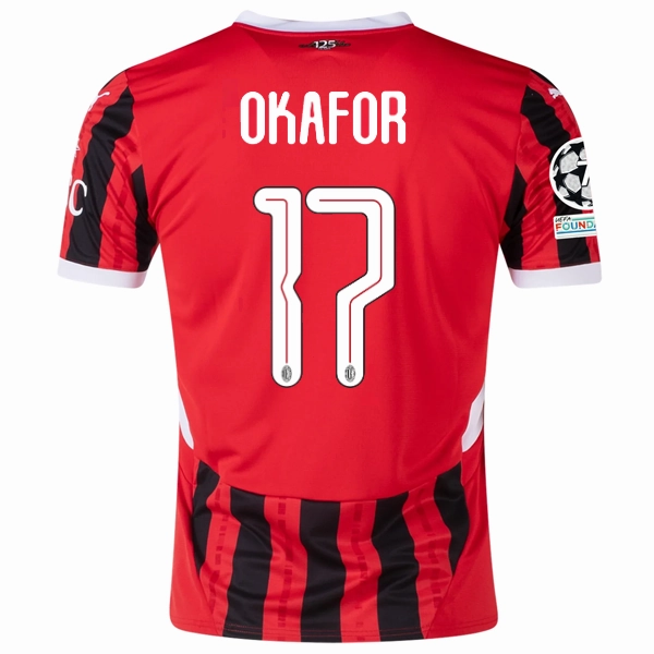 Puma AC Milan Noah Okafor Home Jersey w/ Champions League Patches 24/25 (Puma Red/Puma Black) Neutral Vibe Speed Ready