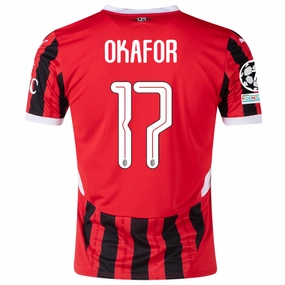 Puma AC Milan Noah Okafor Home Jersey w/ Champions League Patches 24/25 (Puma Red/Puma Black) Comfort Focused Comfort Stretch