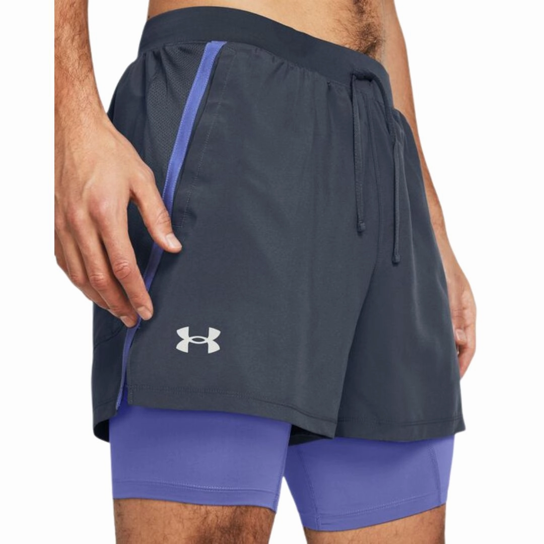 Crisp Look Faux Leather Launch 2-in-1 5" Shorts