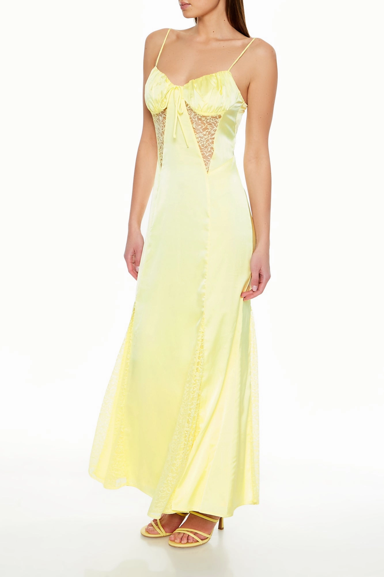 Studio Style Golden Scene Spaghetti Strap Maxi Slip Dress - Yellow