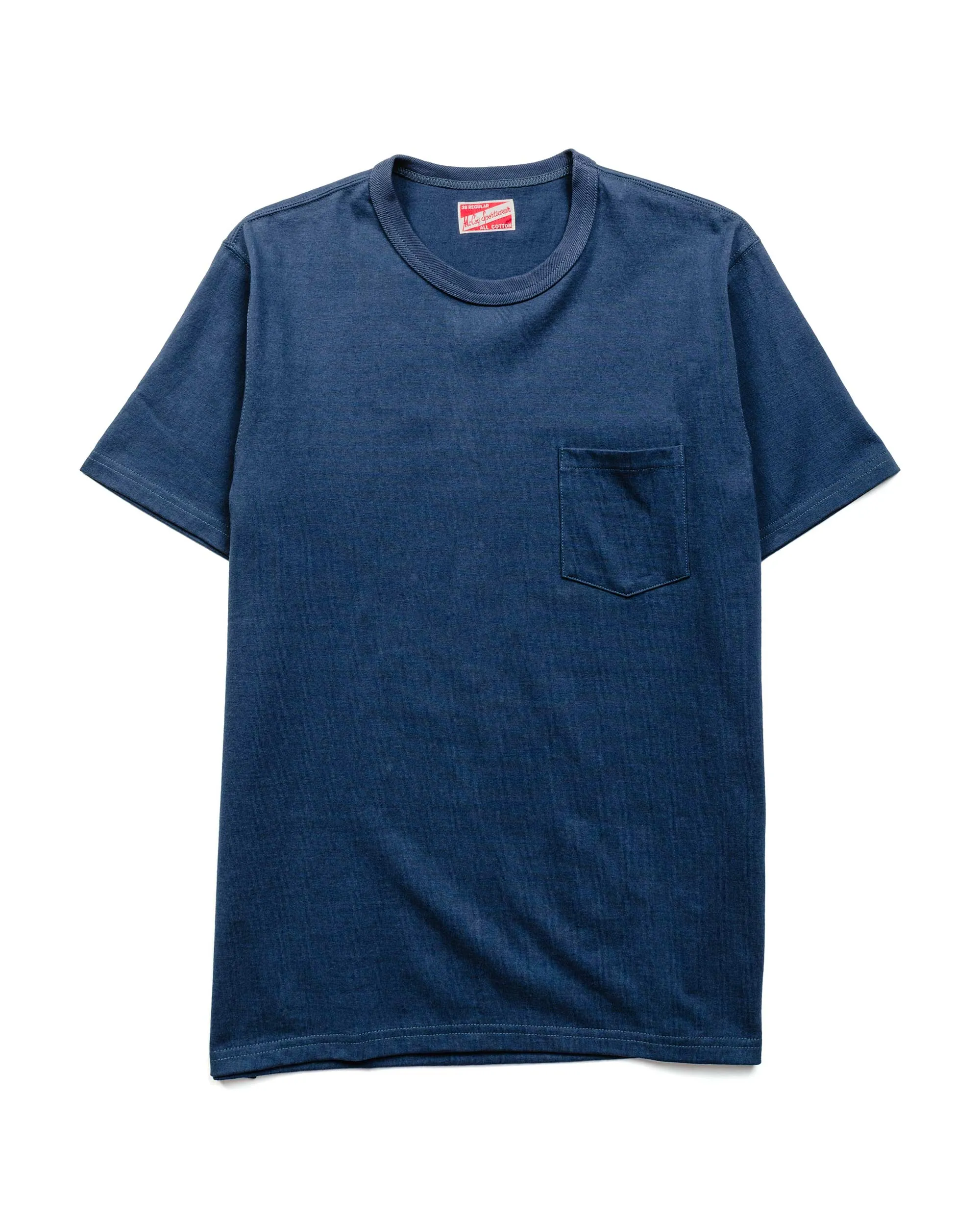 Classic Vibes Stretch Jersey Knit The Real McCoy's MC22006 Pocket Tee Marine Blue