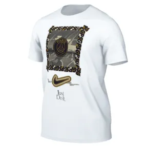 Chilly Day Wear Urban Casual Nike Paris Saint-Germain New DNA T-Shirt (White/Metallic Gold)