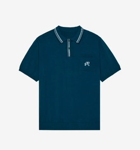 Breathable knit Malbon "Campania Knit Polo" M - Azurra / Blue