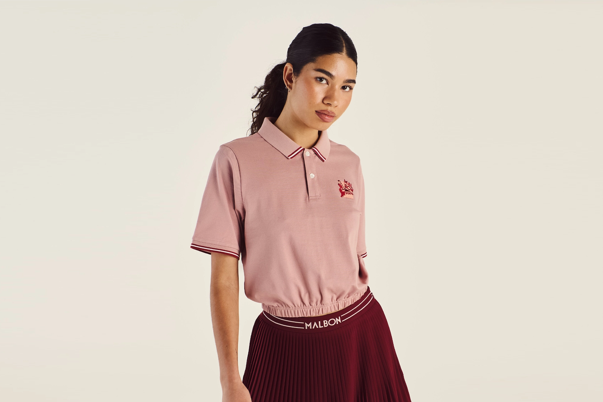 Malbon " Gigi Cropped Polo" W - Rose No Boundaries