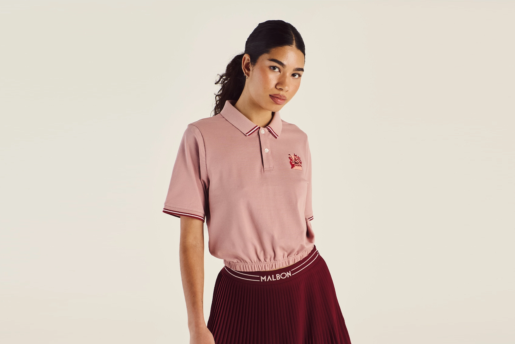 Malbon " Gigi Cropped Polo" W - Rose Antibacterial lining