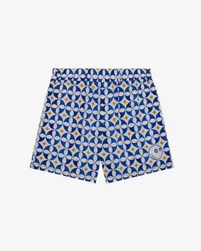 Moisture Control System Malbon "Riviera Scooter Short" M - White / Blue / Gold