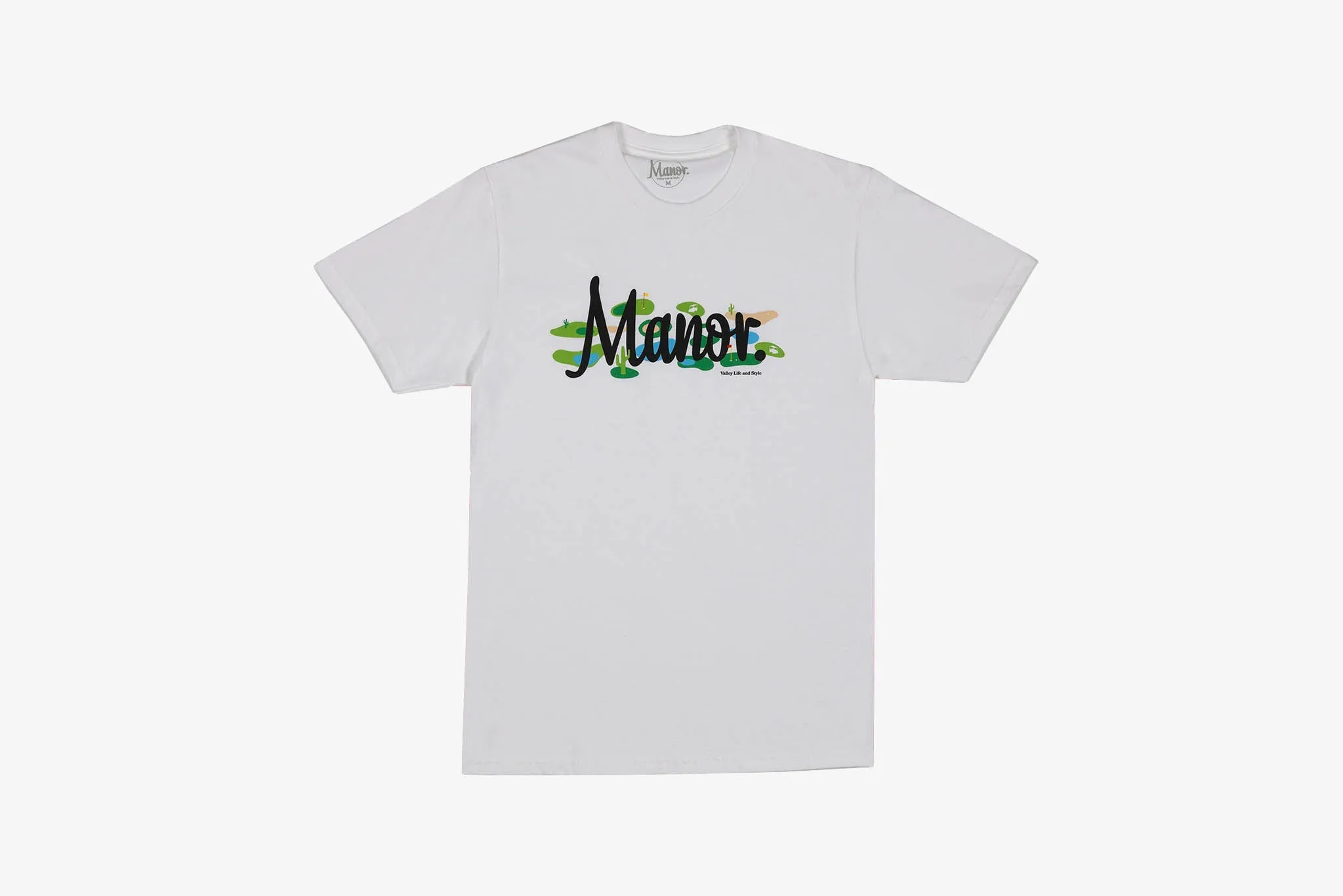 Statement Wear Manor "Course Camo Script T-Shirt" M - White