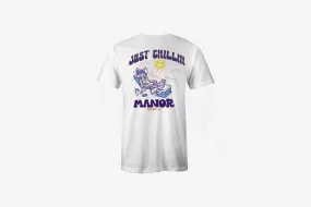 winter clothing Manor "Just Chillin" Short Sleeve T-Shirt M - White / Purple / Orange
