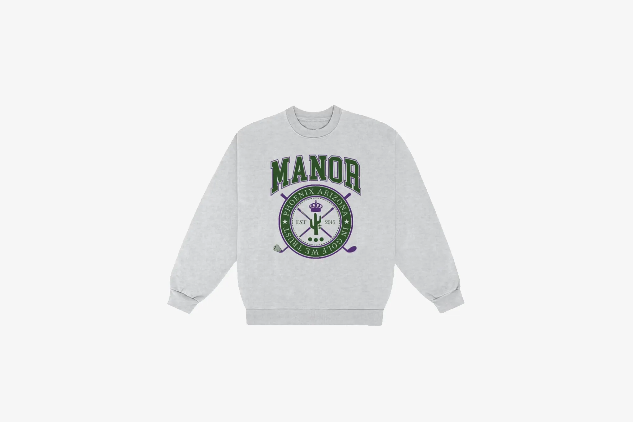 Dynamic Glow Manor "Mid-Weight Crest Crewneck" M - Light Heather