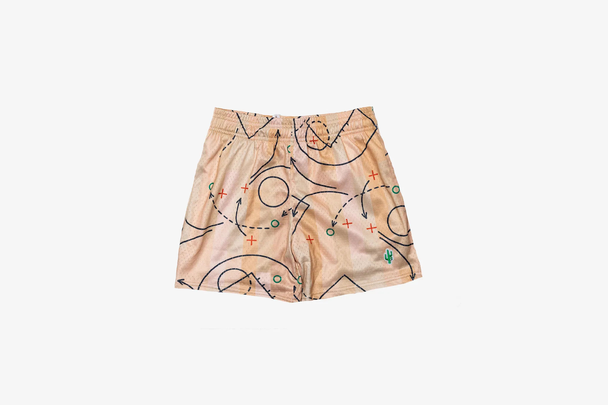 Trendy Outerwear All-Day Fit Manor "Pick n Roll Mesh Short" K - Tan / Playbook Graphic