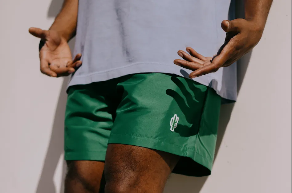 Bonded Seam Technology ZeroIrritationLabels Manor  "Saguaro Summer Nylon Short" M - Green