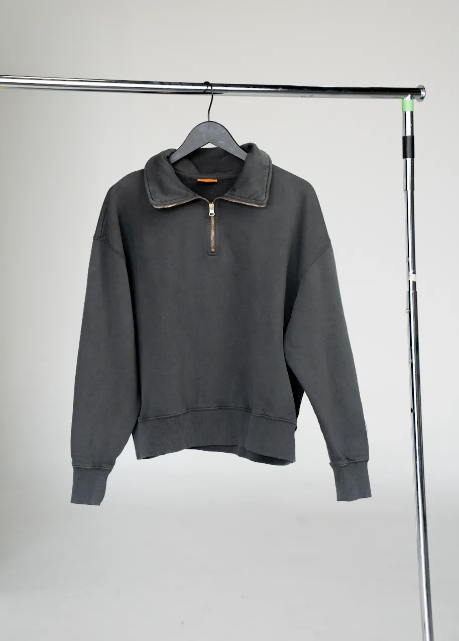 Manor "Washed French Terry 1/4 Zip" M - Asphalt ChafeResistant Seams